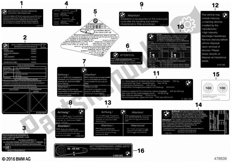 Todas las partes para Etiquetas Para Estados Unidos de BMW K 1300S 40 2009 - 2016