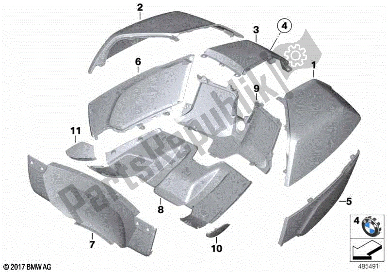 Todas las partes para Piezas Imprimadas Para Topcase de BMW K 1600 Bagger 61 2017 - 2021