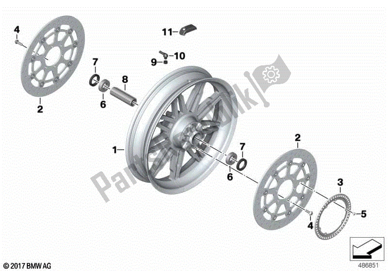 Todas las partes para Rueda Forjada, Delantera de BMW K 1600 GT 48 2010 - 2016