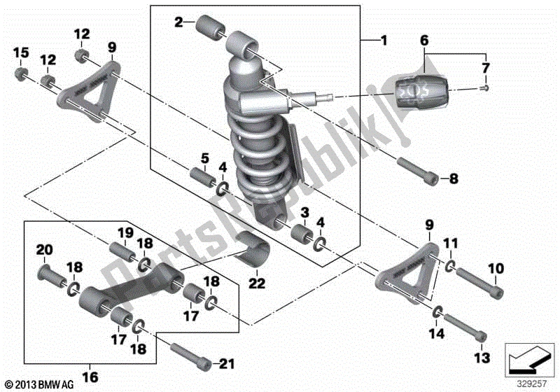 Todas las partes para Puntal De Resorte, Trasero de BMW K 1600 GT 48 2010 - 2016