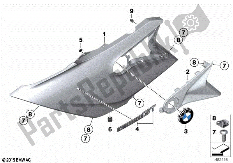 Todas las partes para Sección Lateral Del Carenado, Delantero de BMW K 1600 GT 48 2017 - 2018