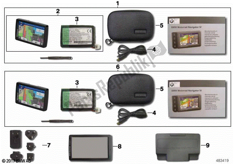 Todas las partes para Navigator Vi Sin Soporte De Montaje de BMW K 1600 GT 48 2017 - 2018