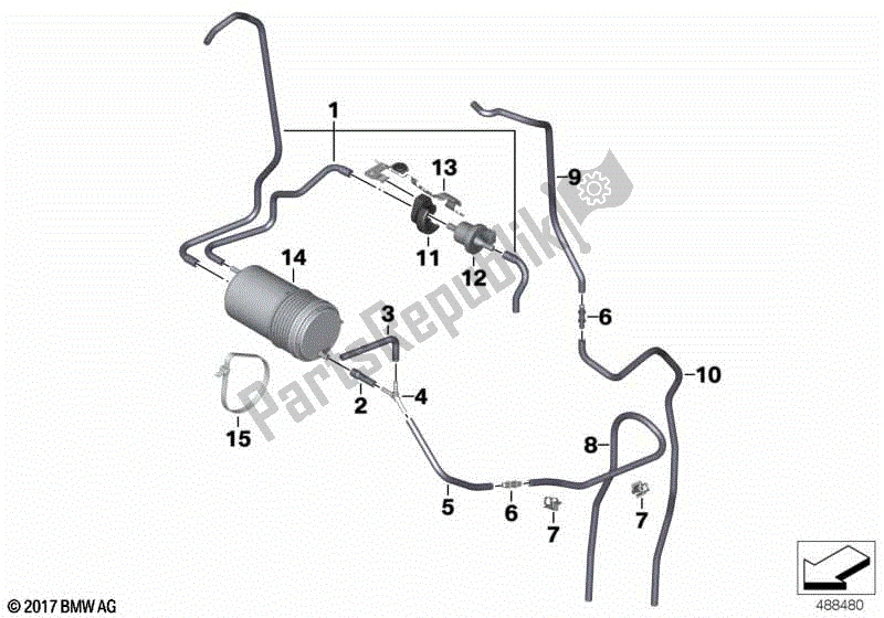 Todas las partes para Ventilación, Control De Emisiones de BMW K 1600 GT 48 2017 - 2018