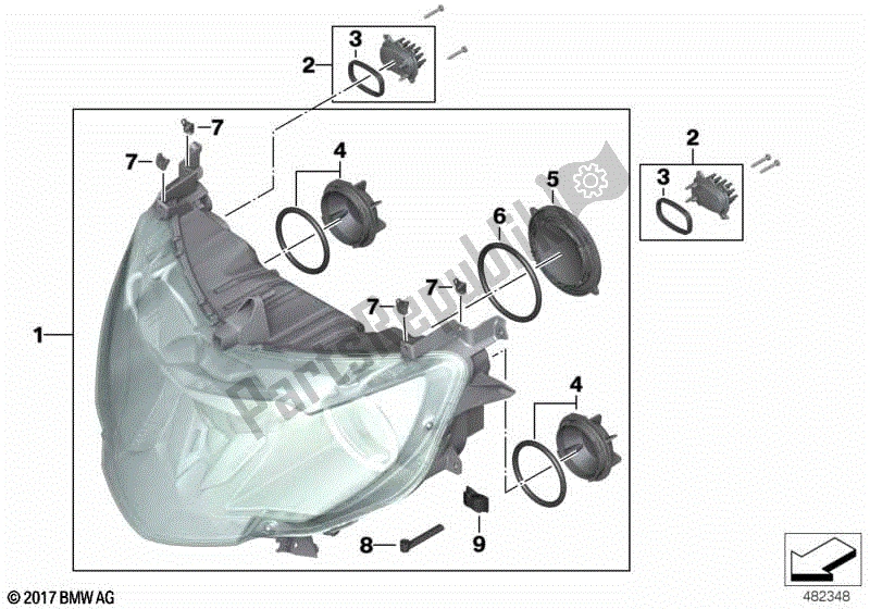 Todas las partes para Faro De Xenón de BMW K 1600 GT 48 2017 - 2018