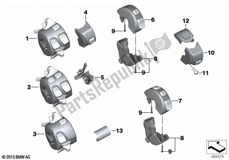 Todas las partes para Interruptor Multifunción, Manillar, Bus Lin de BMW K 1600 GTL 48 2010 - 2016