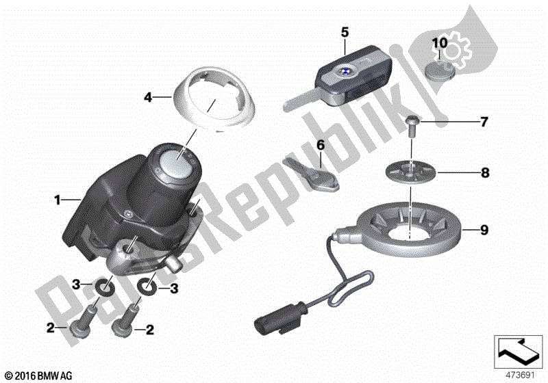 Todas las partes para Sistema De Bloqueo De Control Remoto Rf de BMW K 1600 GTL 48 2010 - 2016