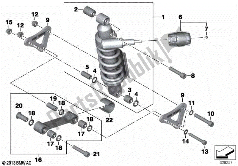 Todas las partes para Puntal De Resorte, Trasero de BMW K 1600 GTL 48 2010 - 2016