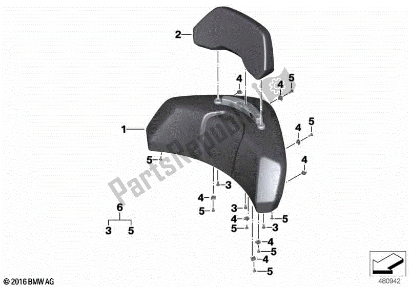 Todas las partes para Almohadilla De Respaldo Con Respaldo de BMW K 1600 GTL 48 2017 - 2021