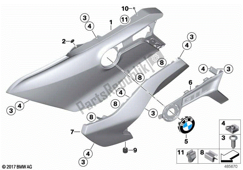 Todas las partes para Sección Lateral Del Carenado, Delantero de BMW K 1600 GTL 48 2017 - 2021