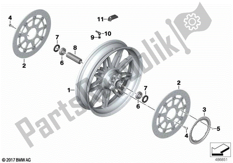 Todas las partes para Rueda Forjada, Delantera de BMW K 1600 GTL 48 2017 - 2021