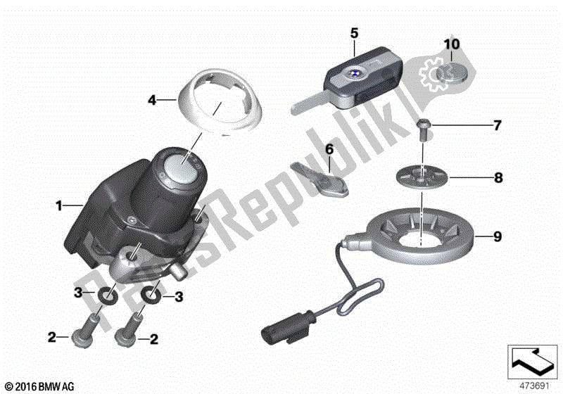 Todas las partes para Sistema De Bloqueo De Control Remoto Rf de BMW K 1600 GTL 48 2017 - 2021