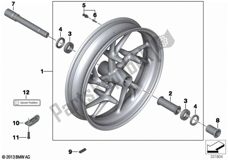 Todas las partes para Rueda De Fundición, Tpm, Delantera de BMW K 1600 GTL Excl 48 2013 - 2016