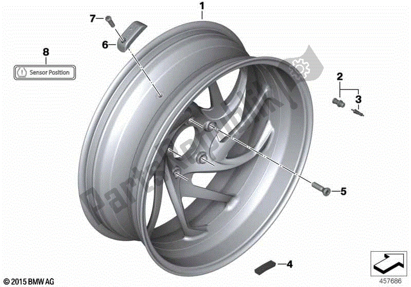 Todas las partes para Rueda De Fundición, Tpm, Trasera de BMW K 1600 GTL Excl 48 2013 - 2016