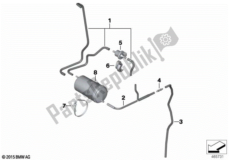 Todas las partes para Ventilación Del Tanque De Combustible / Piezas De Montaje de BMW K 1600 GTL Excl 48 2013 - 2016