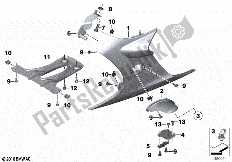 Todas las partes para Cubierta De Parrilla, Luces De Conducción Auxiliares de BMW K 1600 GTL Excl 48 2013 - 2016