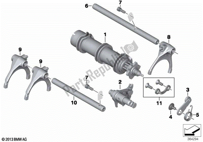 Todas las partes para Componentes Internos De Control De Cambios de BMW K 1600 GTL Excl 48 2013 - 2016