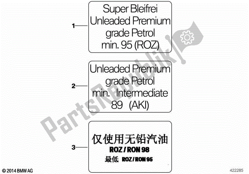 Todas las partes para Etiqueta De Aviso Para Combustible de BMW K 1600 GTL Excl 48 2013 - 2016