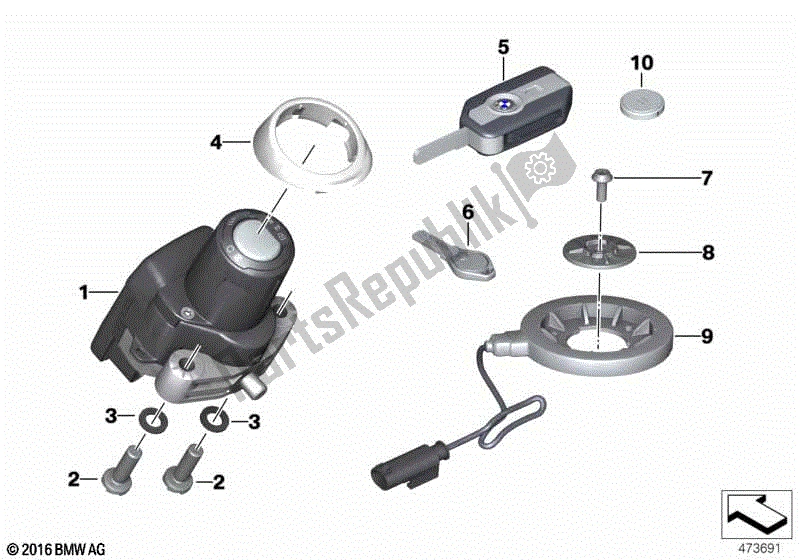 Todas las partes para Sistema De Bloqueo De Control Remoto Rf de BMW K 1600 GTL Excl 48 2013 - 2016