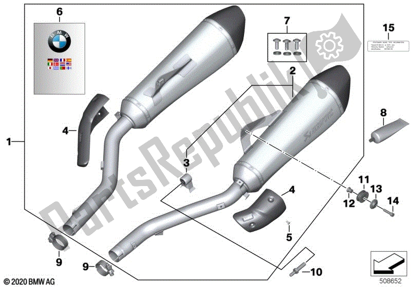 Todas las partes para Silenciador Deportivo de BMW K 1600 GTL Excl 48 2013 - 2016