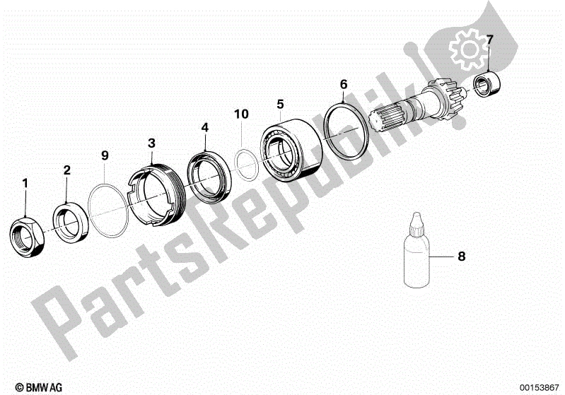 Tutte le parti per il Ingranaggio Conico E Anelli Distanziatori del BMW K 75  569 750 1985 - 1995