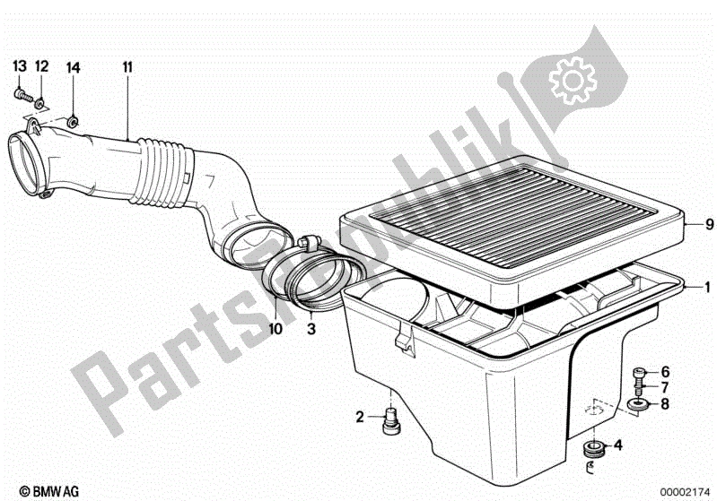 All parts for the Bottom Air Cleaner Housing/air Cleaner of the BMW K 75  569 750 1985 - 1995