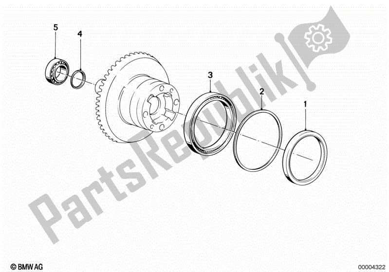 All parts for the Crowngear And Spacer Rings of the BMW K 75  569 750 1985 - 1995