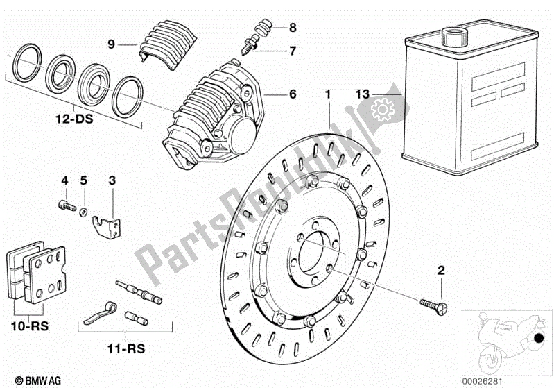 All parts for the Disk Brake, Rear of the BMW K 75  569 750 1985 - 1995