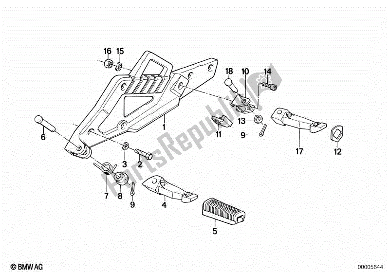 All parts for the Footpeg Plate/footpeg of the BMW K 75  569 750 1985 - 1995