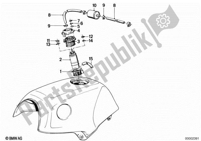 All parts for the Fuel Pump/fuel Filter of the BMW K 75  569 750 1985 - 1995