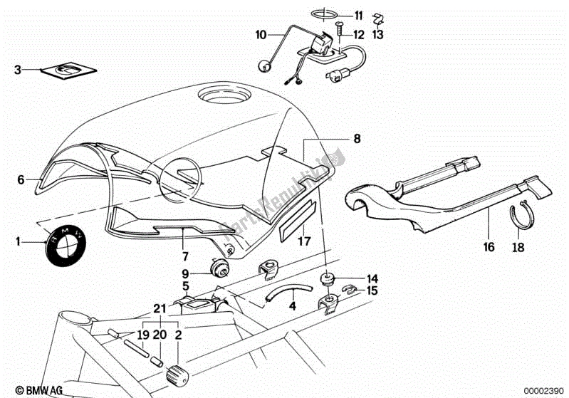 Alle onderdelen voor de Brandstoftank / Aanbouwdelen van de BMW K 75  569 750 1985 - 1995