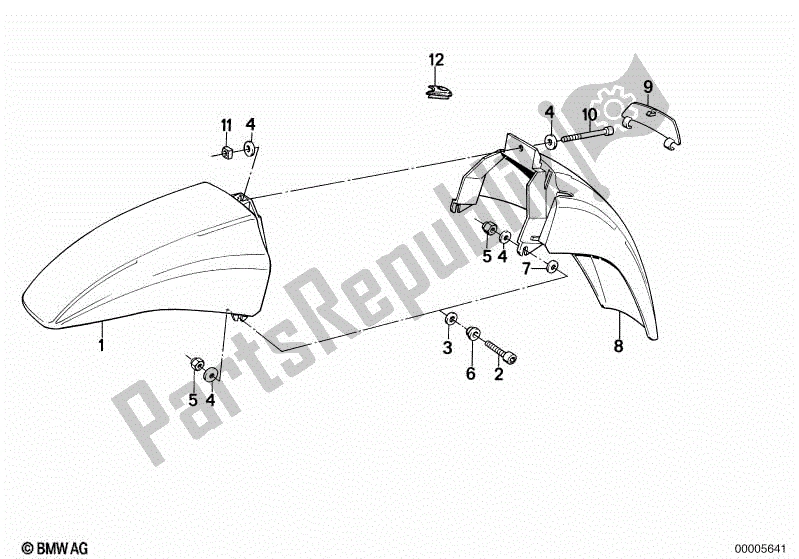 All parts for the Mudguard Front of the BMW K 75  569 750 1985 - 1995