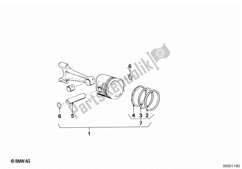 All parts for the Piston of the BMW K 75  569 750 1985 - 1995