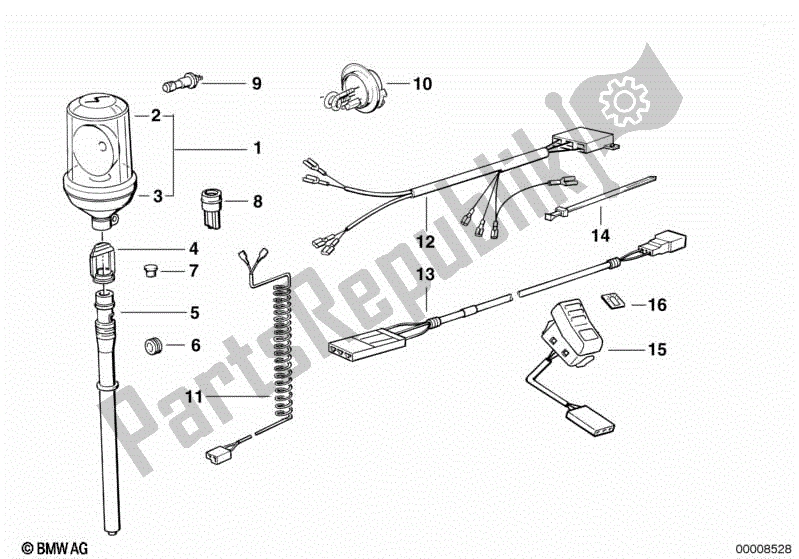 All parts for the Priority Vehicle Light of the BMW K 75  569 750 1985 - 1995