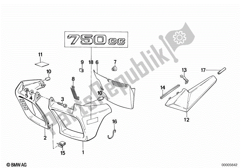 All parts for the Radiator Trim/battery Cover of the BMW K 75  569 750 1985 - 1995