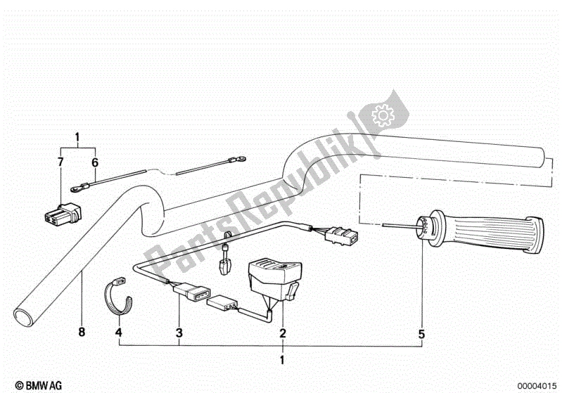 All parts for the Retrofit Kit, Heated Handle of the BMW K 75  569 750 1985 - 1995