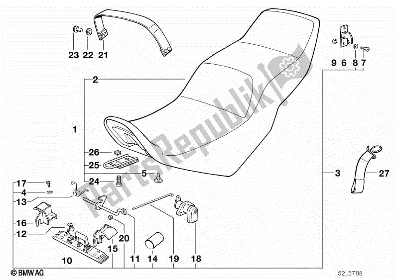 Todas as partes de Assento Duplo Deslizante do BMW K 75  569 750 1985 - 1995