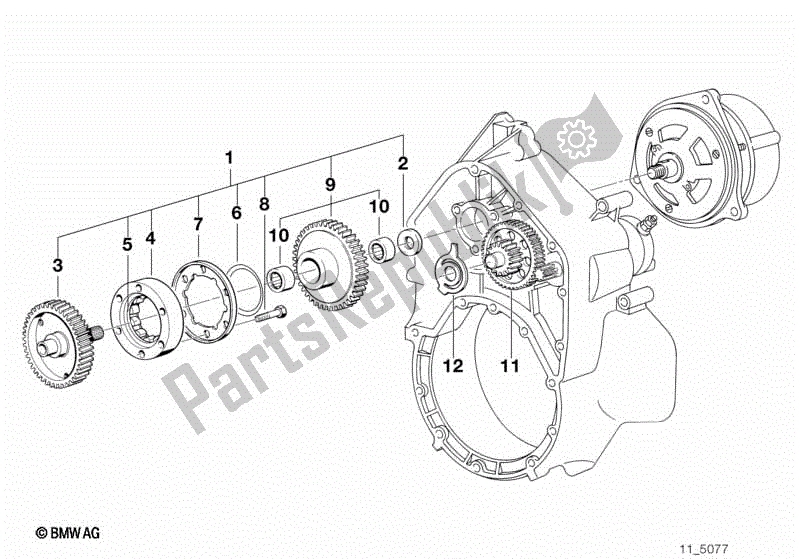 Alle onderdelen voor de Starter 1-weg Koppeling / Reductietandwielas van de BMW K 75  569 750 1985 - 1995
