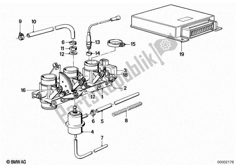 Alle onderdelen voor de Gasklephuis / Regeleenheid van de BMW K 75  569 750 1985 - 1995