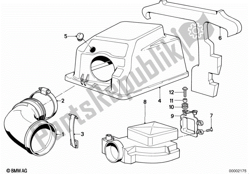 Todas as partes de Carcaça Superior Do Filtro De Ar / Sensor De Fluxo De Ar do BMW K 75  569 750 1985 - 1995