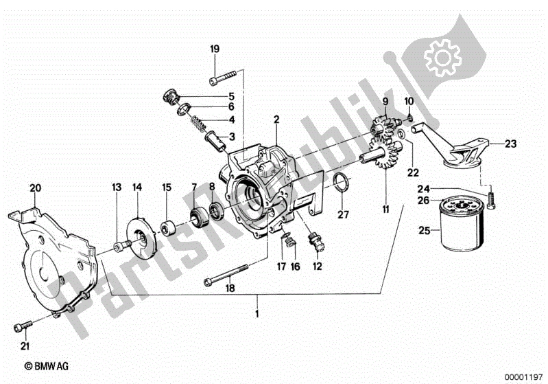 All parts for the Waterpump/oilpump - Oil Filter of the BMW K 75  569 750 1985 - 1995