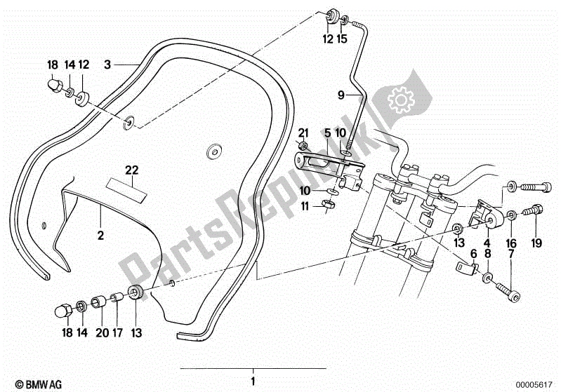 All parts for the Windshield of the BMW K 75  569 750 1985 - 1995
