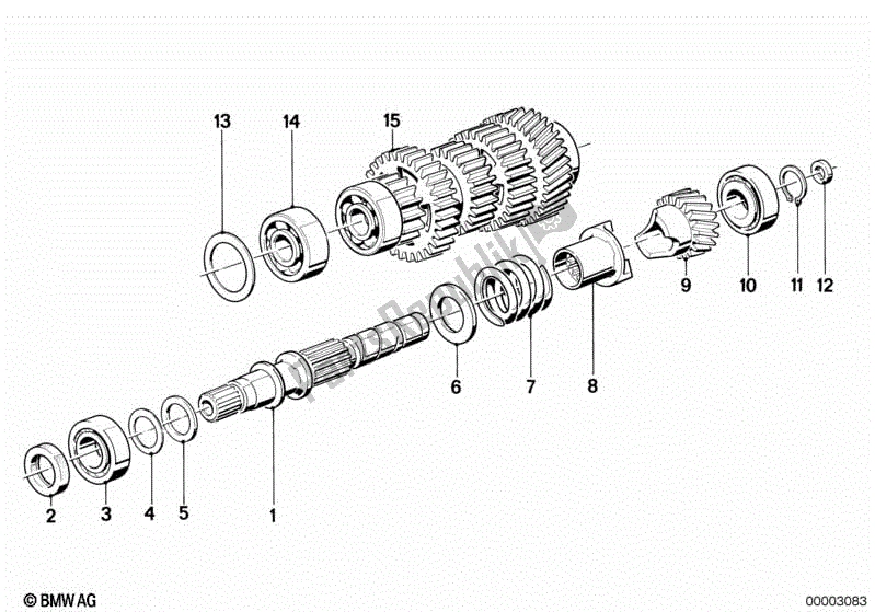 All parts for the 5 Speed Transmission-drive Shaft of the BMW K 75C 750 1985 - 1990