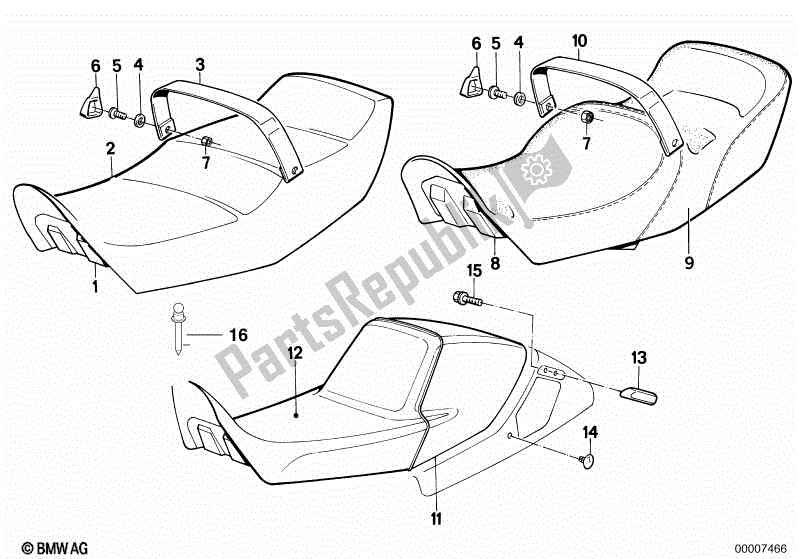 All parts for the Bench Seat of the BMW K 75C 750 1985 - 1990