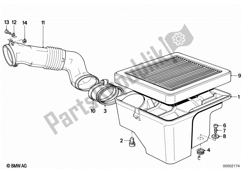 Todas las partes para Caja Del Filtro De Aire Inferior / Filtro De Aire de BMW K 75C 750 1985 - 1990