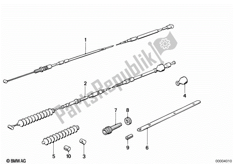 Alle onderdelen voor de Bowden Kabel van de BMW K 75C 750 1985 - 1990