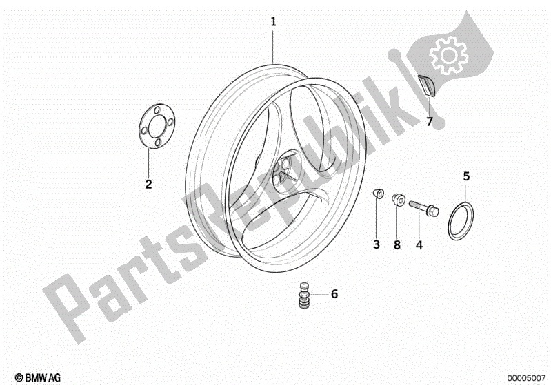 All parts for the Cast Rim, Rear of the BMW K 75C 750 1985 - 1990