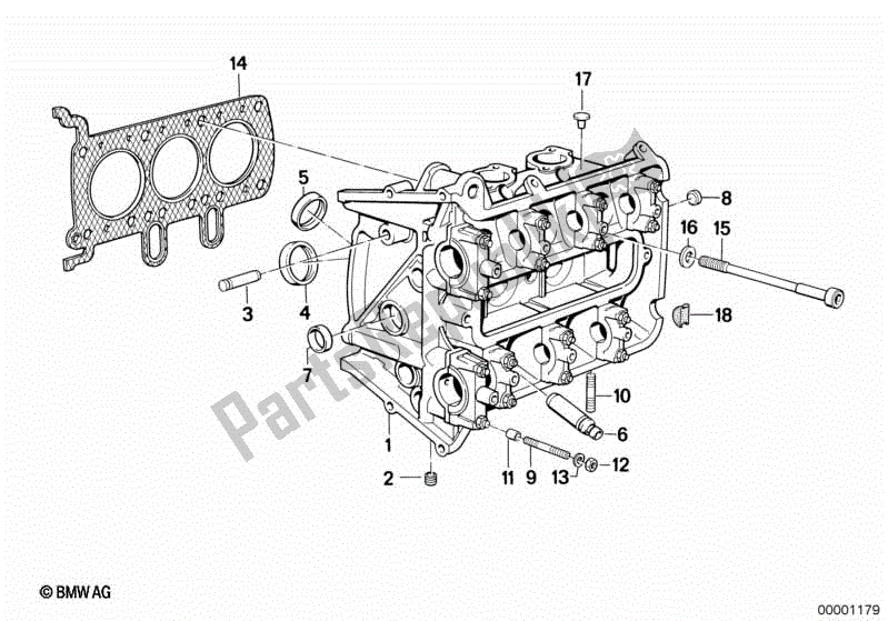 All parts for the Cylinder Head of the BMW K 75C 750 1985 - 1990