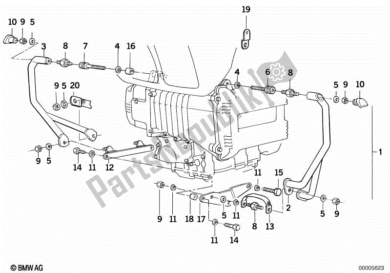 All parts for the Engine Protection Bar of the BMW K 75C 750 1985 - 1990