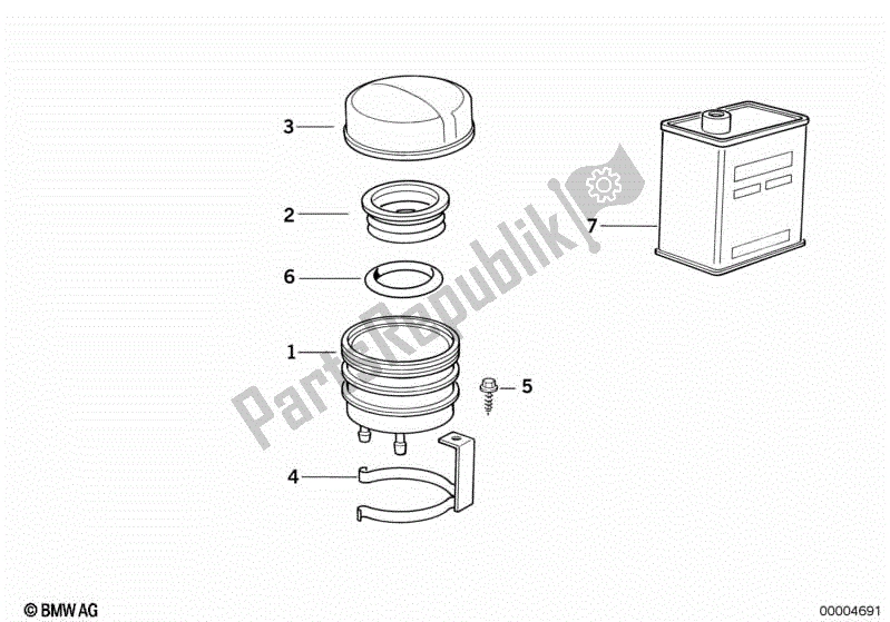 All parts for the Fluid Container Rear of the BMW K 75C 750 1985 - 1990