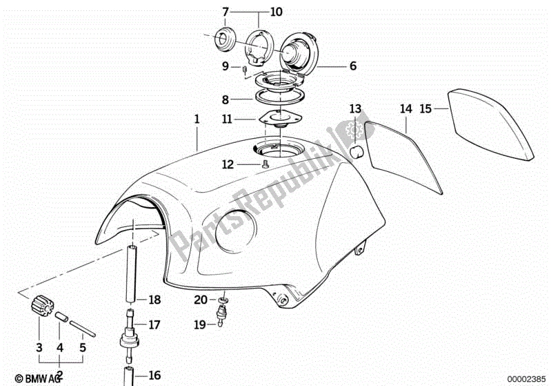 All parts for the Fuel Tank of the BMW K 75C 750 1985 - 1990